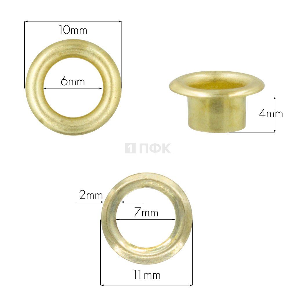 Люверсы №4 6мм сталь эконом цв золото (уп 5000шт/100000шт) 
