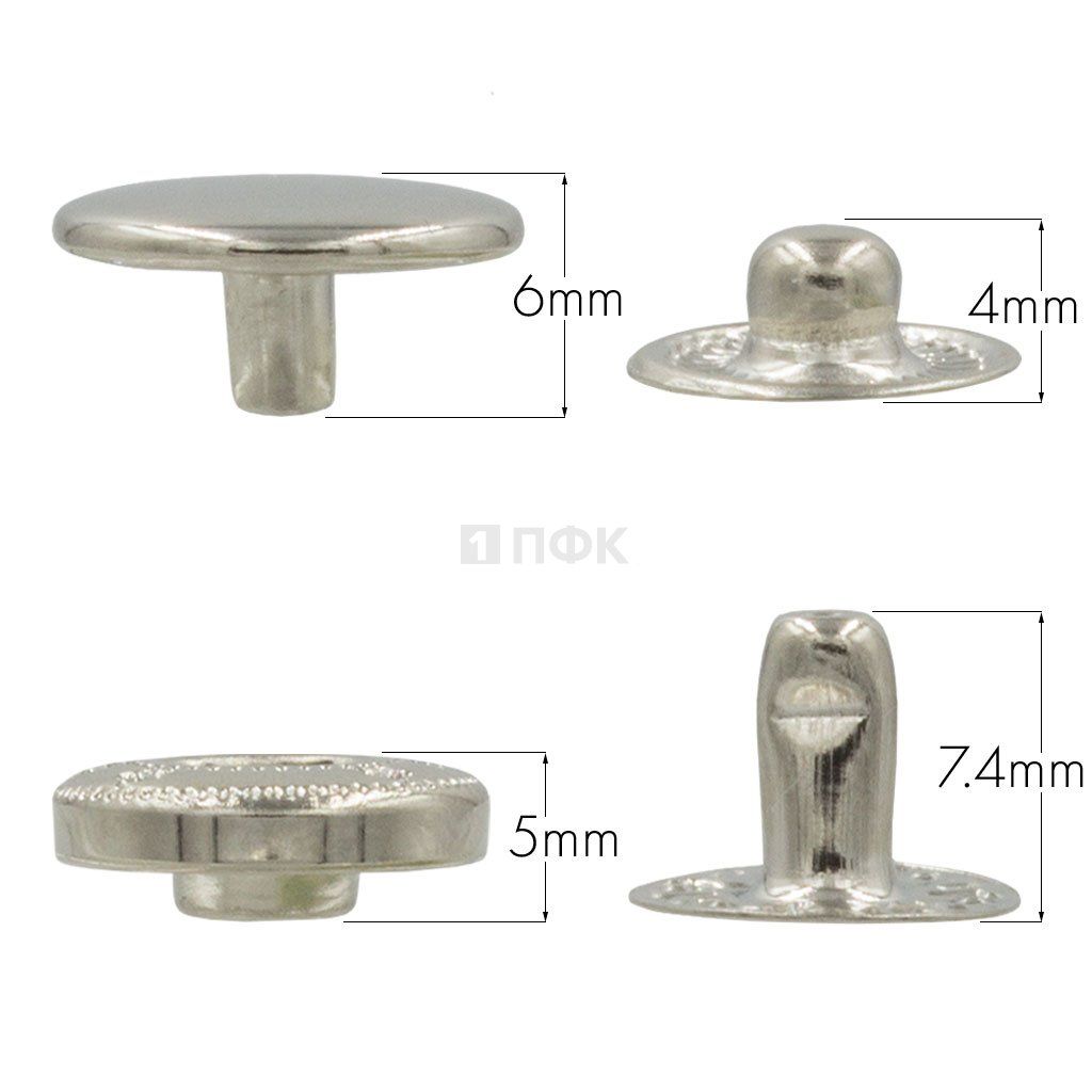 Кнопка для одежды 12,5мм Альфа латунь цв никель (уп 1440шт) ПФК