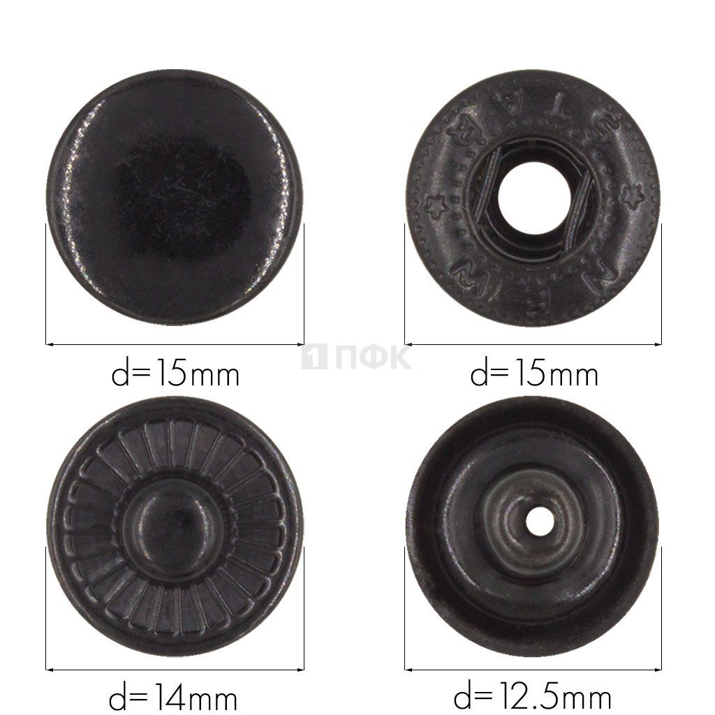 Кнопка для одежды 15мм Альфа латунь цв оксид (уп 720шт) NEW STAR 