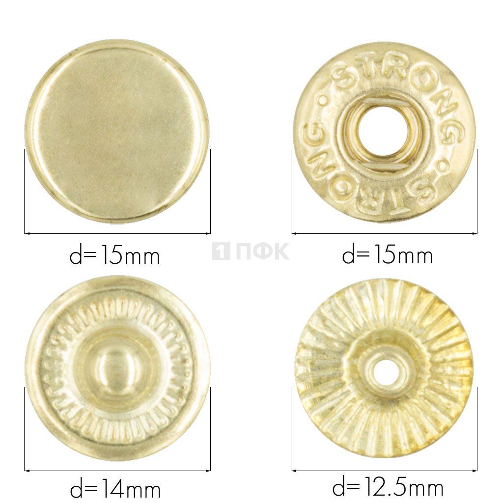 Кнопка для одежды 15мм Альфа латунь цв золото (уп 720шт) STRONG — ПФКР Кнопка для одежды 15мм Альфа латунь цв золото (уп 720шт) STRONG