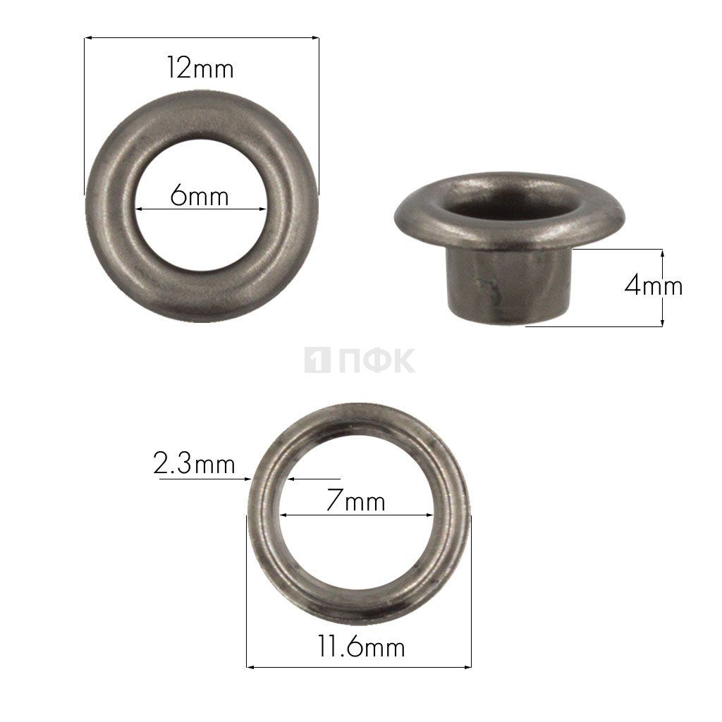 Люверсы №4 6мм сталь цв никель тем (уп 5000шт) 