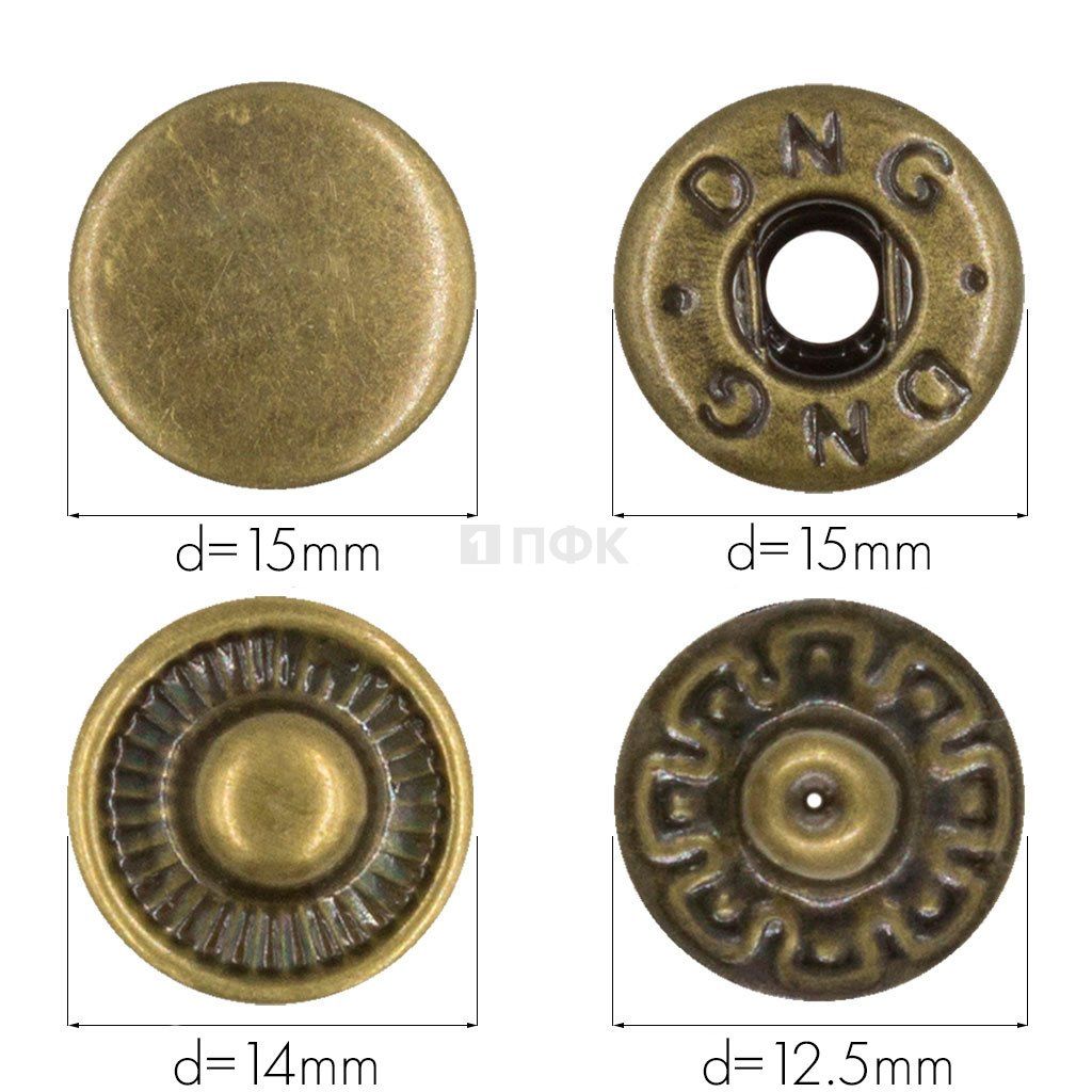 Кнопка для одежды 15мм Альфа нерж цв антик (уп 720шт) DNG — ПФКР Кнопка для одежды 15мм Альфа нерж цв антик (уп 720шт) DNG