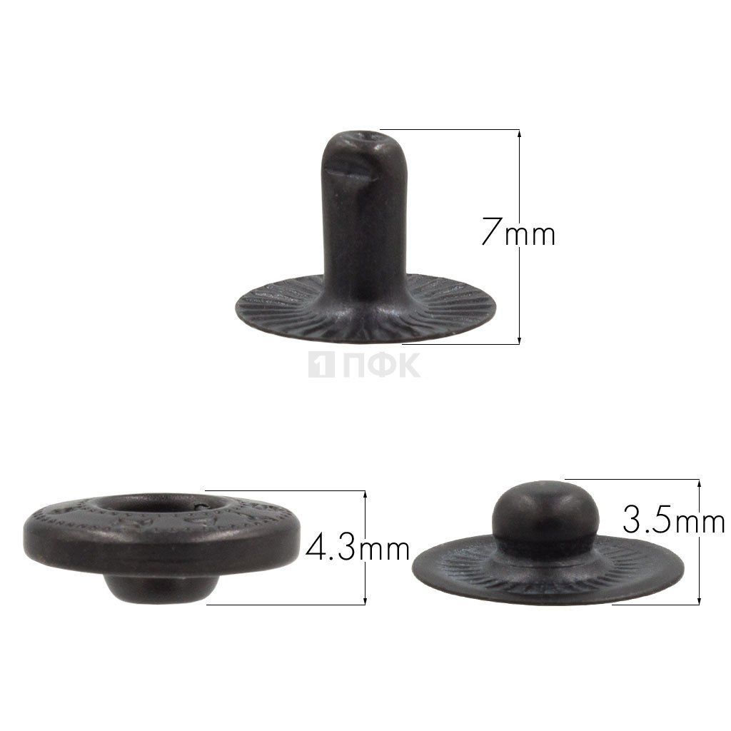 3 Части кнопки для одежды 12,5мм Альфа сталь цв оксид (уп 1440шт) NEW STAR