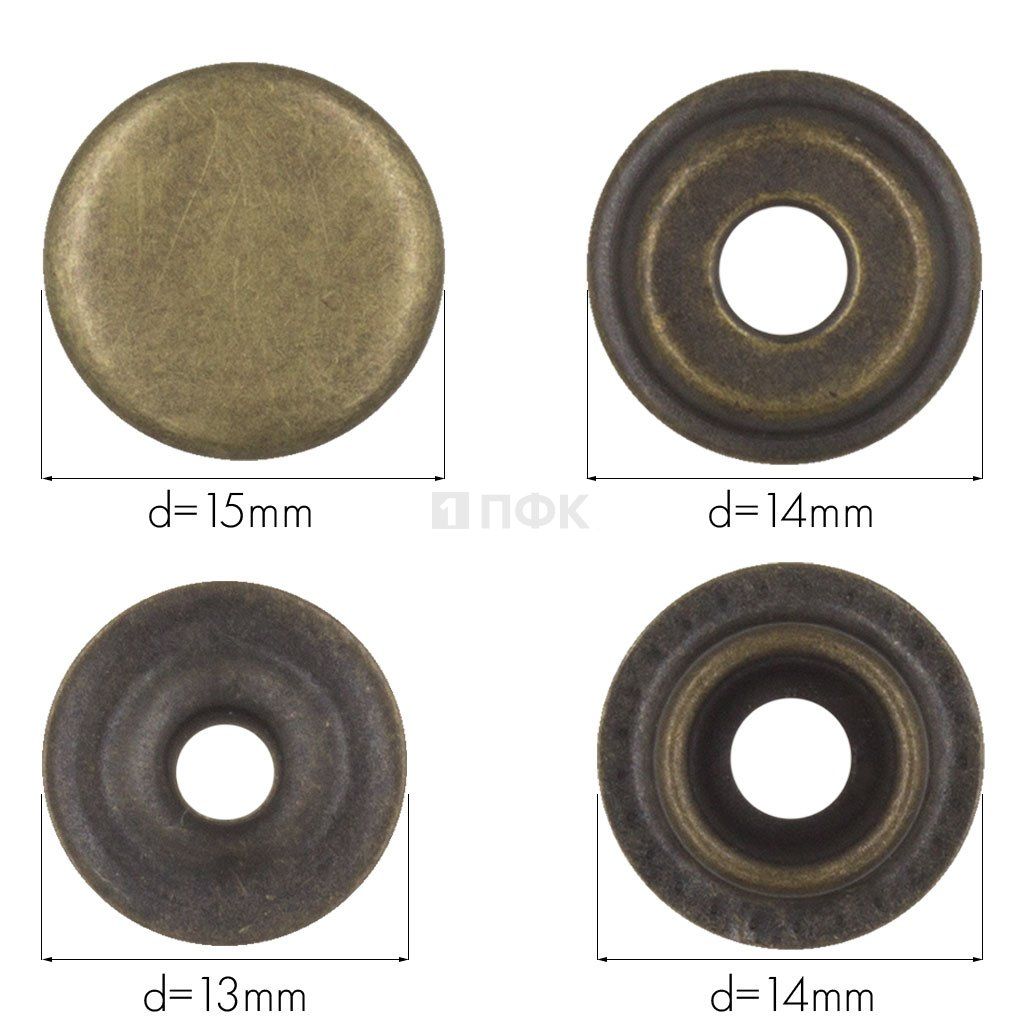 Кнопка для одежды 15мм №61 латунь цв антик (уп 720шт) STRONG