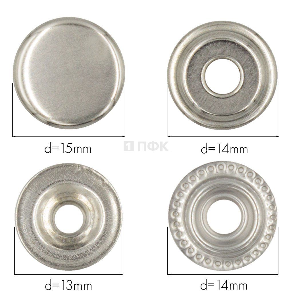 Кнопка для одежды 15мм №61 латунь цв никель (уп 720шт) STRONG