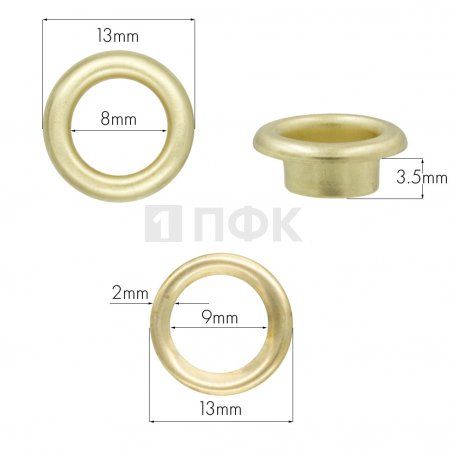 Люверсы №5 8мм сталь эконом цв золото (уп 2000шт/50000шт) Люверсы №5 8мм сталь эконом цв золото (уп 2000шт/50000шт)