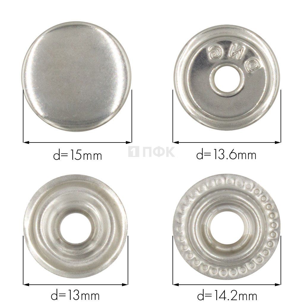 Кнопка для одежды 15мм №61 нерж цв никель (уп 720шт) DNG