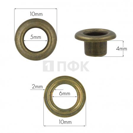 Люверсы №3 5мм сталь эконом цв антик (уп 5000шт/100000шт) 