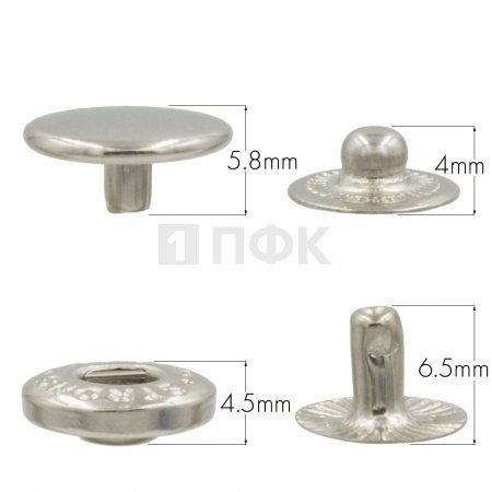 Кнопка для одежды 12,5мм Альфа латунь цв никель (уп 1440шт) STRONG