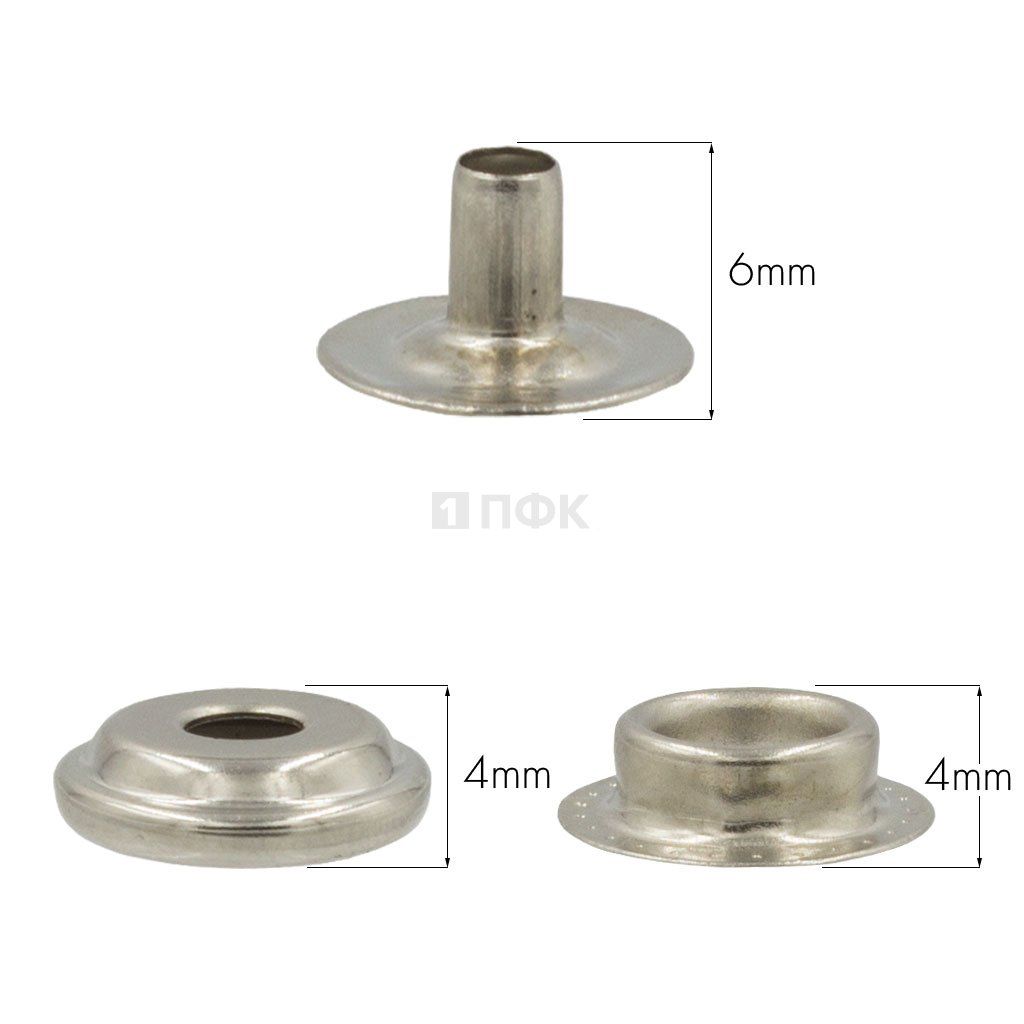 3 Части кнопки для одежды 15мм №61 сталь цв никель (уп 720шт) STRONG