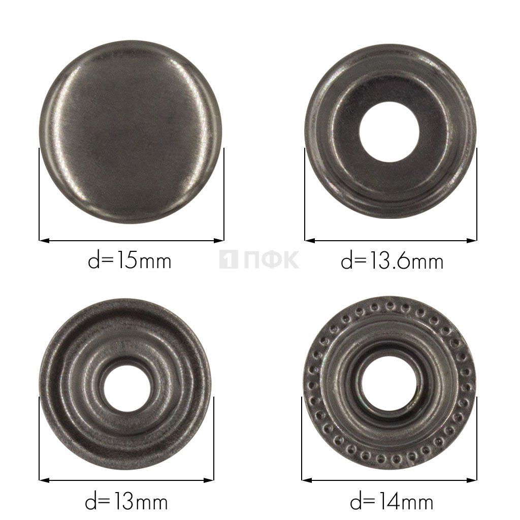 Кнопка для одежды 15мм №61 сталь цв никель тем (уп 720шт) NEW STAR