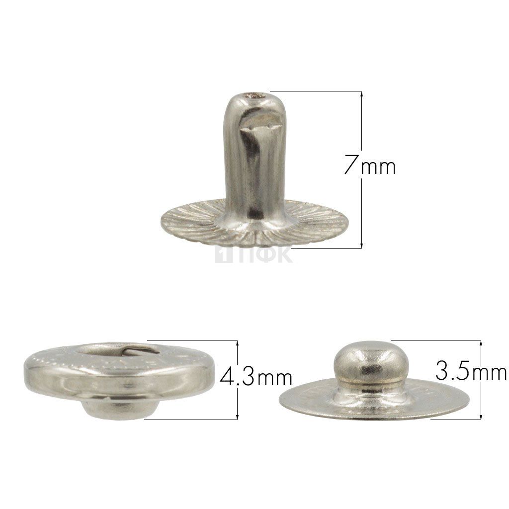 3 Части кнопки для одежды 12,5мм Альфа латунь цв никель (уп 1440шт) NEW STAR