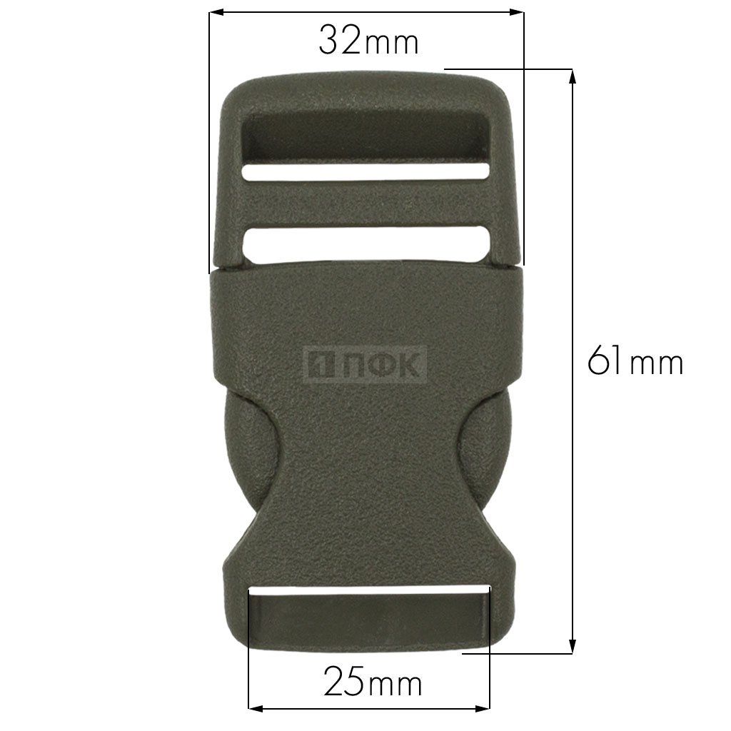 Фастекс A-25 (защелка-трезубец) ПФЛ 25мм цв хаки (уп 1000шт)