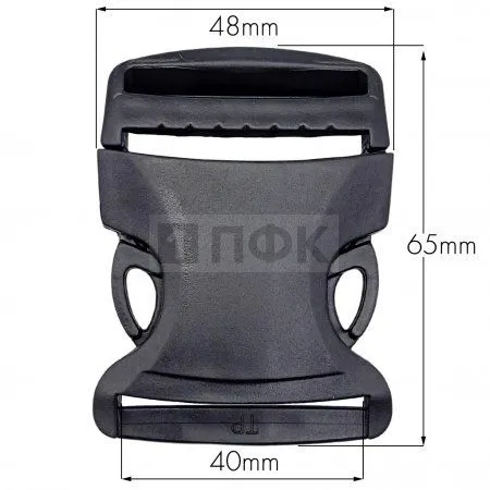 Фастекс (защелка-трезубец) ПП 40мм 65*48*12 цв черный (уп 100шт) усиленный