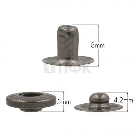 3 Части кнопки для одежды 15мм Альфа латунь цв никель тем (уп 720шт) NEW STAR