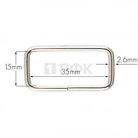 Пряжка - рамка 35мм (толщ 2,6мм) цв никель (уп 1000шт)