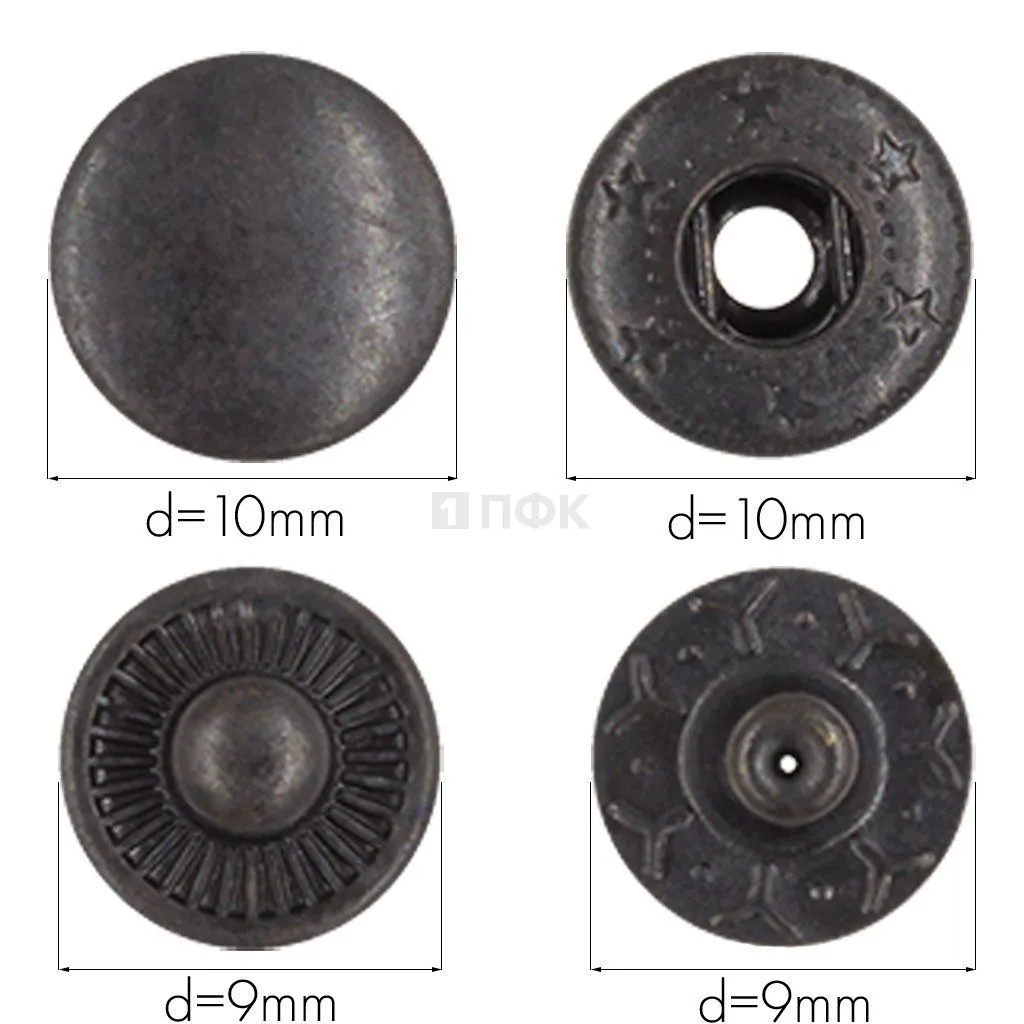 Кнопка для одежды 10мм Альфа латунь цв оксид (уп 1440шт) NEW STAR