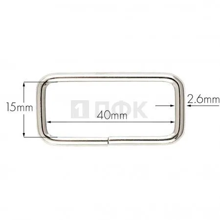 Пряжка - рамка 40мм (толщ 2,6мм) цв никель (уп 1000шт)